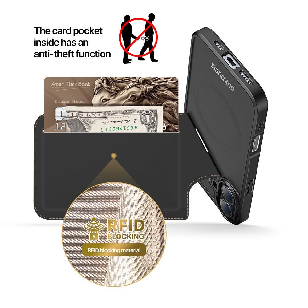 DUX DUCIS case RAFI II MAG with stand compatible with MagSafe for IPHONE 16 Plus black