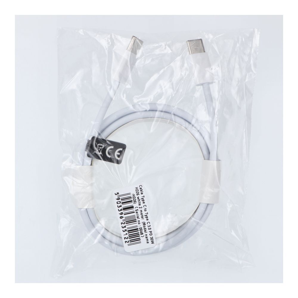 Kabel Typ C do Typ C PD QC3.0 3A 30W HD26 2 m biały