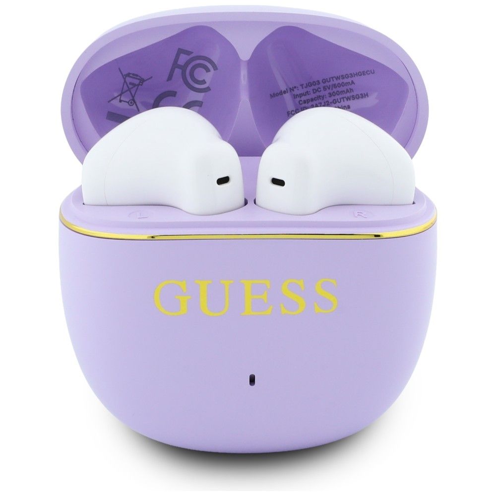 Wireless earphones TWS Guess Glossy Gold Line Classic purple
