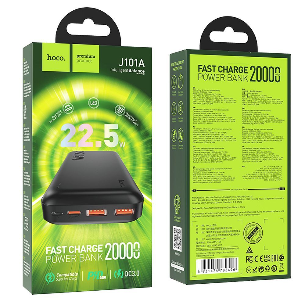 Powerbank Hoco 20000 mAh QC PD 3A 22,5W J101A black