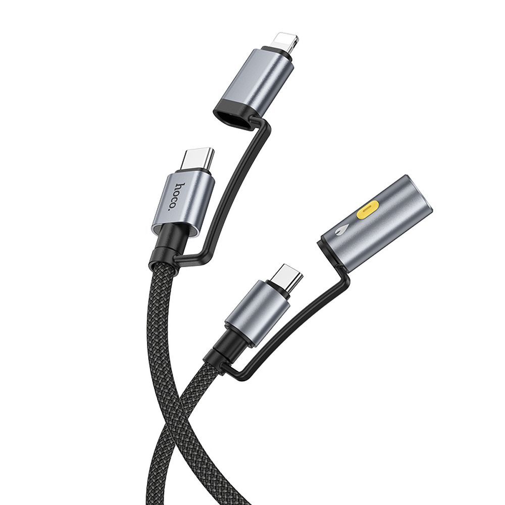 Cable All-in-one USB C / Lightning to USB C / Cigarette lighter Hoco PD 3A 60W 1,2 m U138 grey