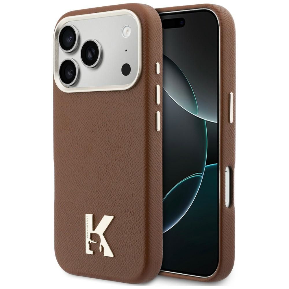 KARL LAGERFELD case for IPHONE 17 Pro compatible with MagSafe KLHMP17L5PGFKHGW (Karl Head Logo) brown