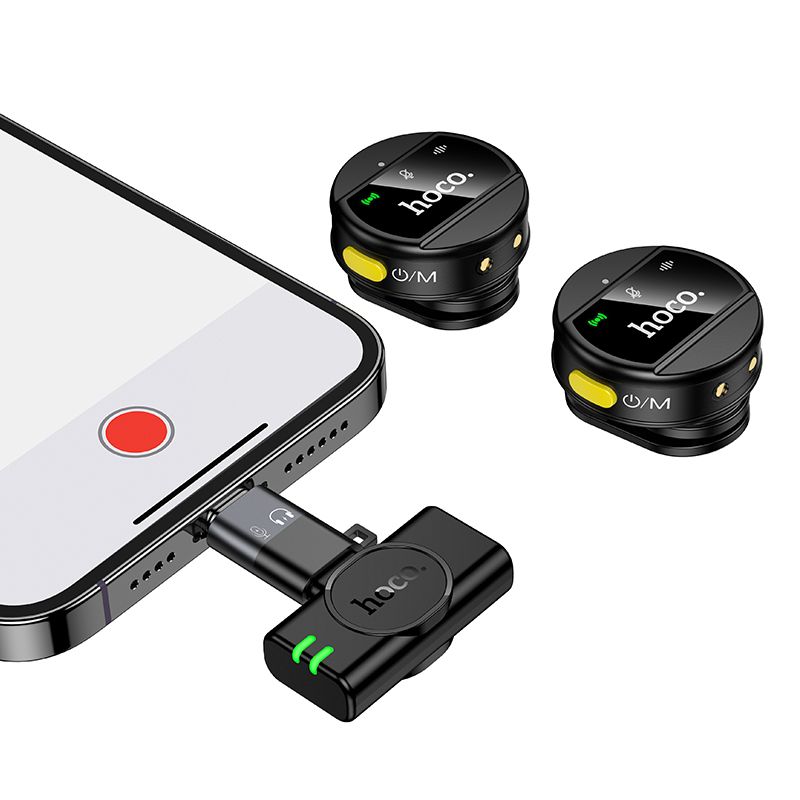 Wireless microphones 2in1 Lightning / USB C Hoco L22 black