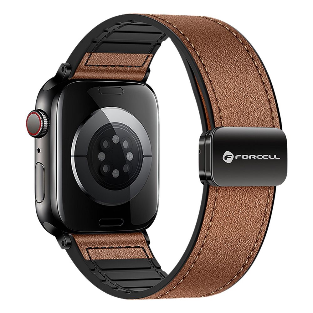 Strap to Apple Watch Forcell F-Design FA21 magnetic eco-friendly leather 42 / 44 / 45 / 49 mm brown