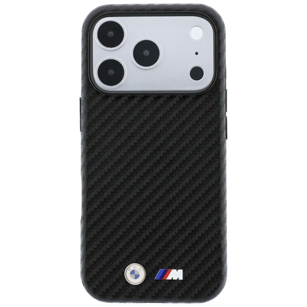 BMW case for IPHONE 18 Pro Max/17 Pro Max compatible with MagSafe (Carbon Metal Logo) black