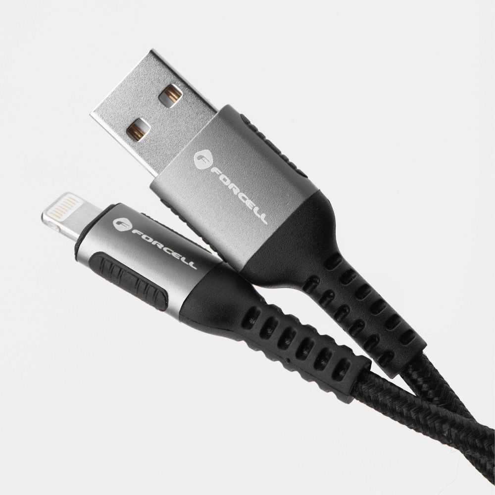 Cable USB A to Lightning Forcell F-Energy 2,4A 12W Cafule 0,25 m C257 black