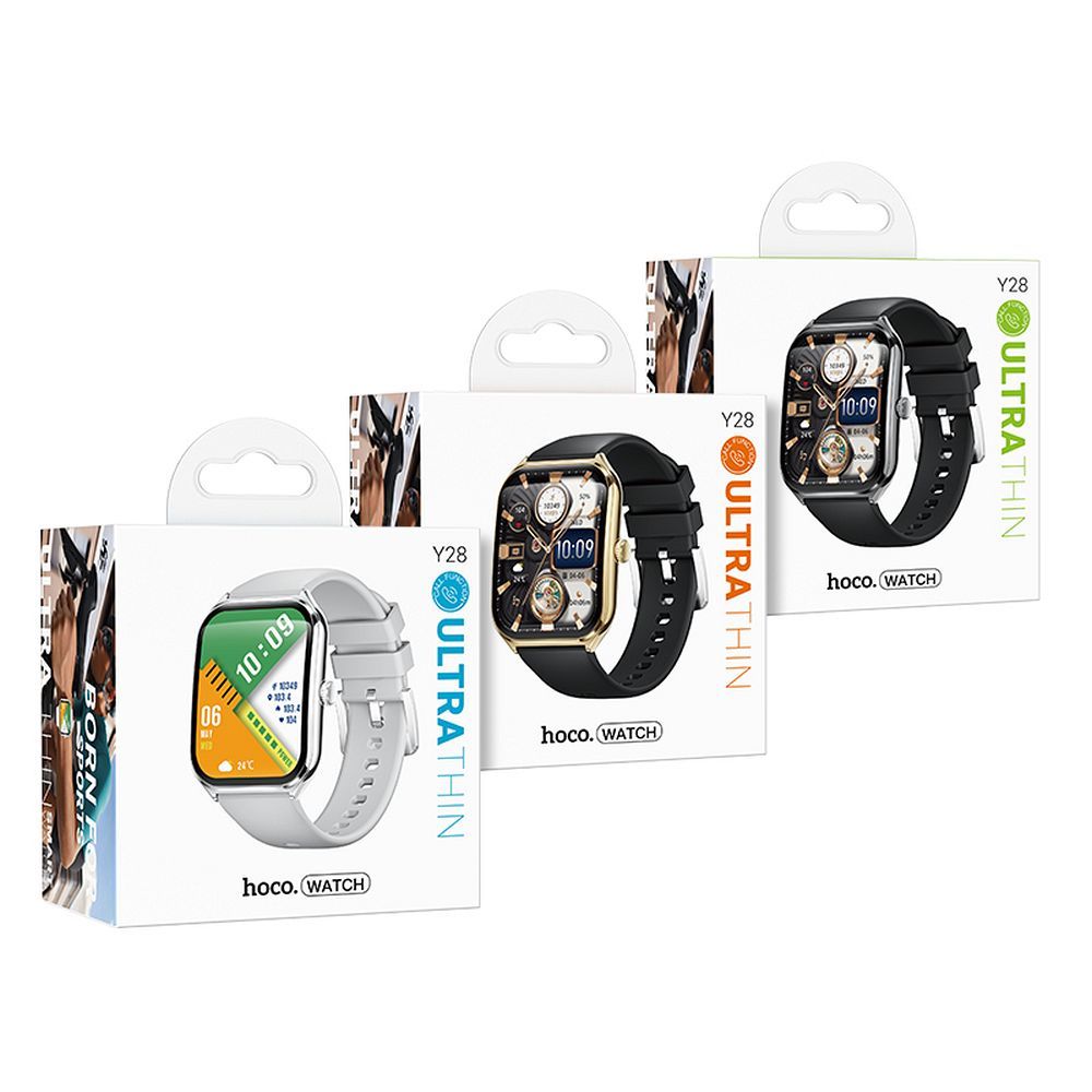 Smartwatch Hoco 1,96" AMOLED IP67 z funkcją rozmowy Y28 srebrny