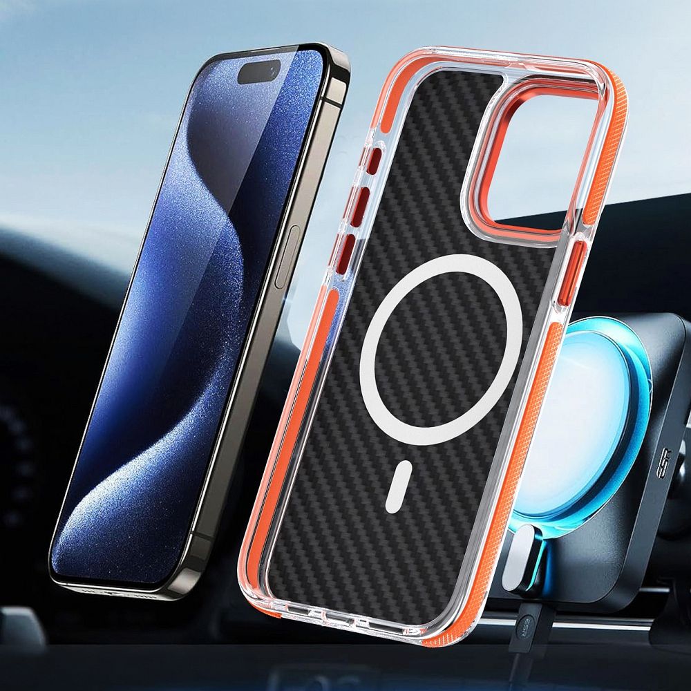 Futerał FIBER kompatybilny z MagSafe do IPHONE 16 PRO MAX pomarańczowy