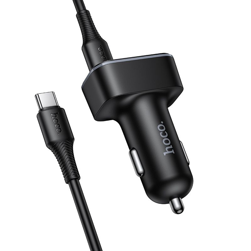 Car charger Hoco USB A + USB C PD QC3.0 48W + cable USB C to C Z63B black