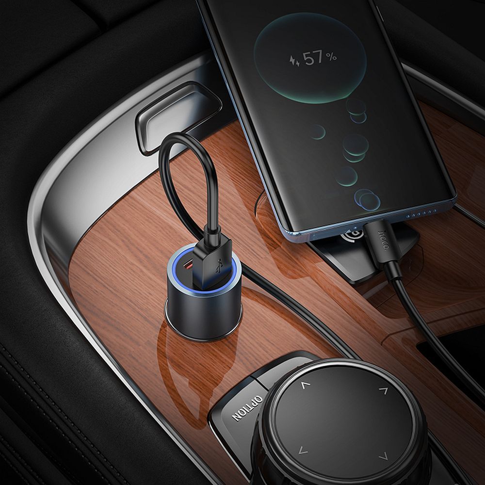 Car charger Hoco USB A + USB C PD QC3.0 48W Z60 black