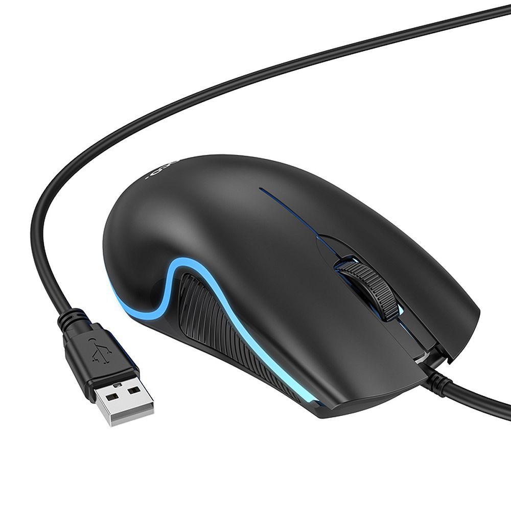 Wire gaming mouse Hoco USB A 1000 dpi with flashing light GM19 black