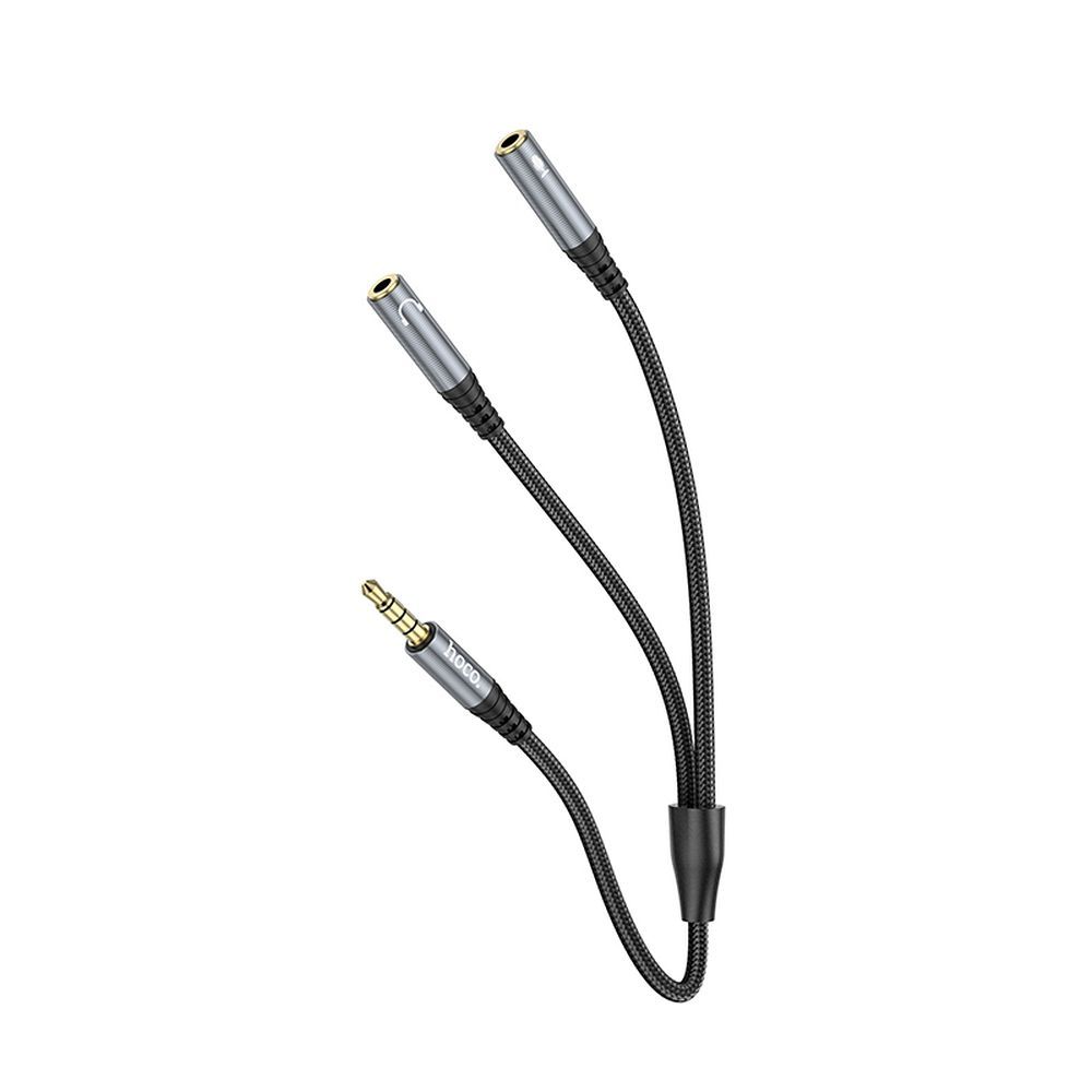 Kábel AUX 2in1 Jack 3.5 mm (apa) - 2x Jack 3.5 mm (anya) Hoco 0.25 m UPA21 szürke (SC)