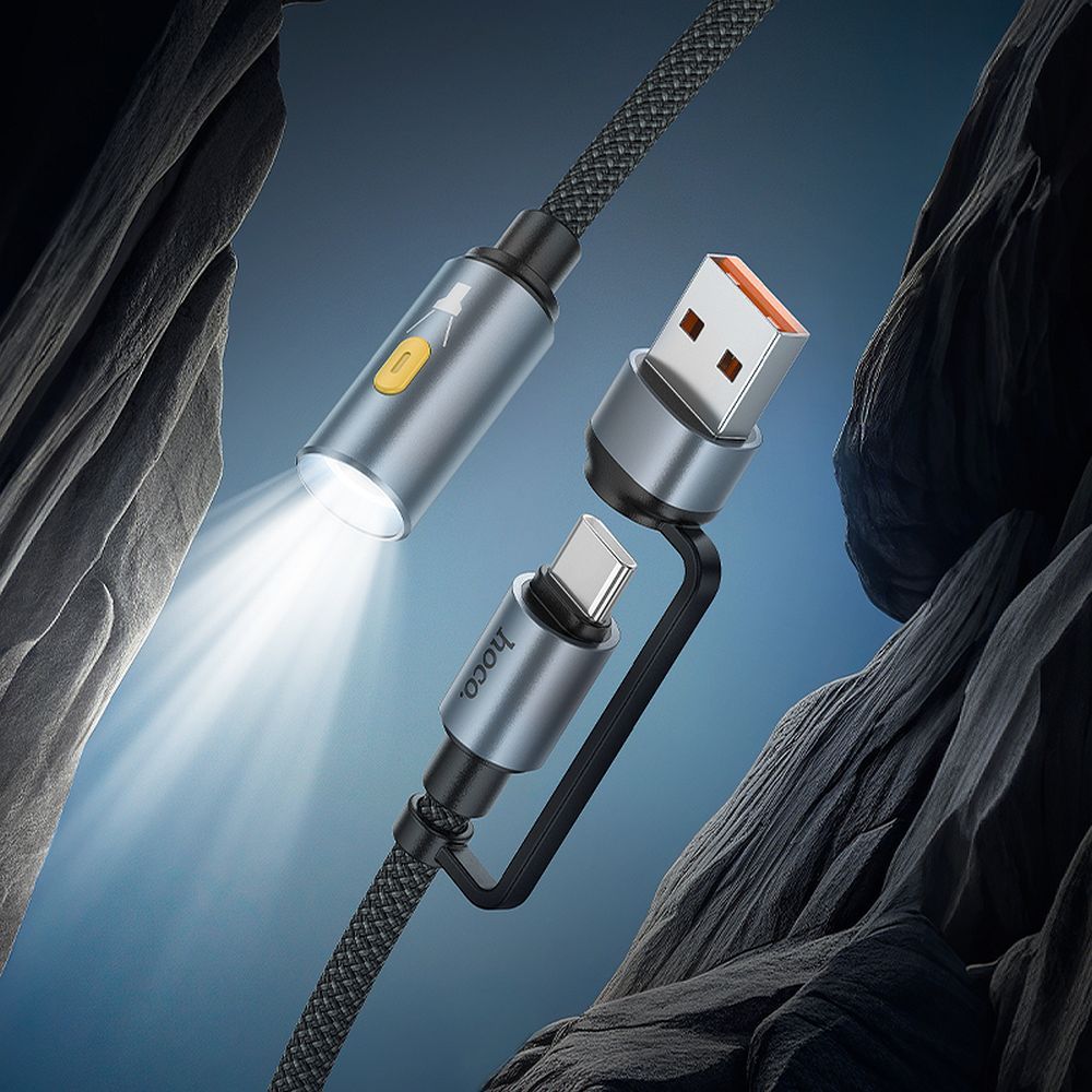 Kabel USB A / USB C do LED light Hoco 0,3 m UA38C czarny