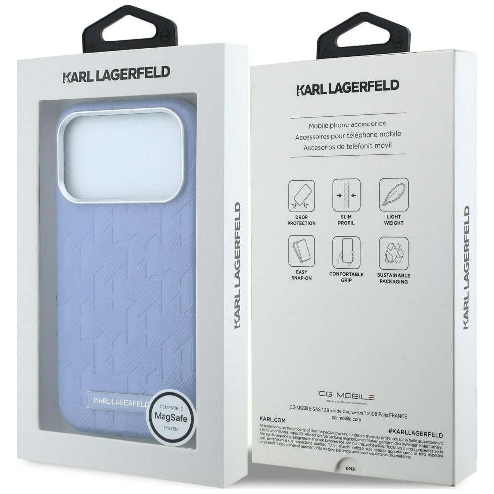KARL LAGERFELD case for IPHONE 18 Pro Max/17 Pro max compatible with MagSafe (Mono Resin Logo) light blue