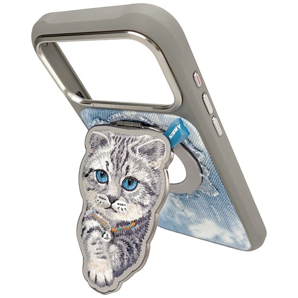 NIMMY magnetic hanger DENIM FASHION BRITISH SHORTHAIR CAT grey