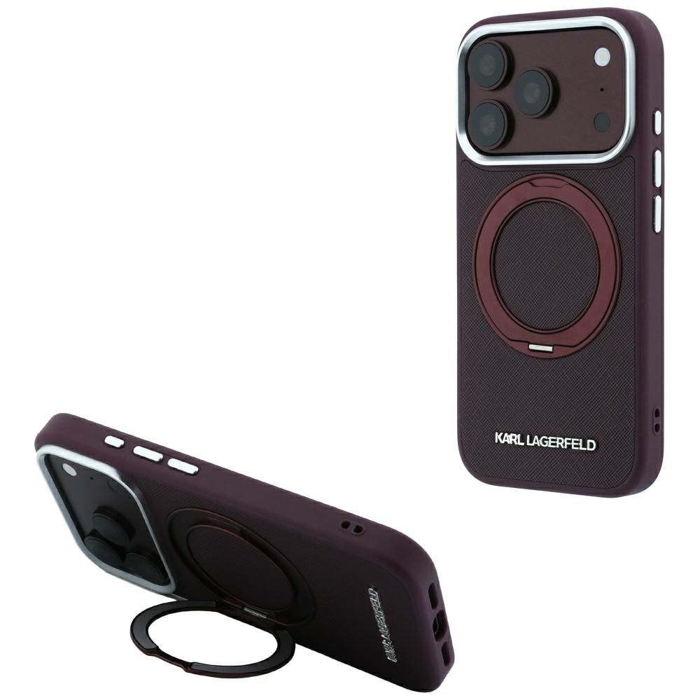 KARL LAGERFELD case for IPHONE 18 Pro Max/17 Pro Max compatible with MagSafe (Saffiano Classic Logo) burgund