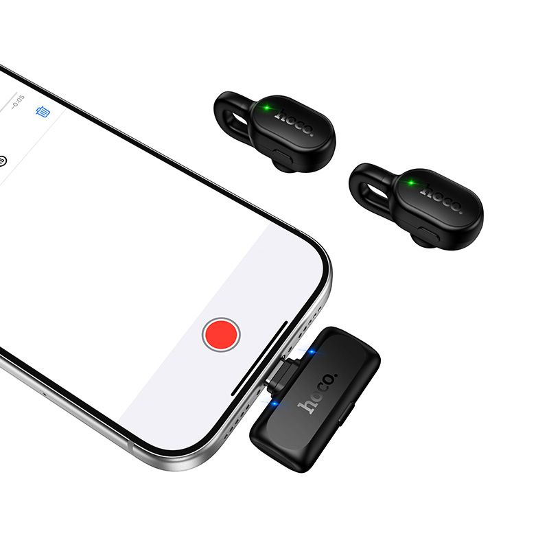 Wireless lavalier microphone USB C Hoco L27 black