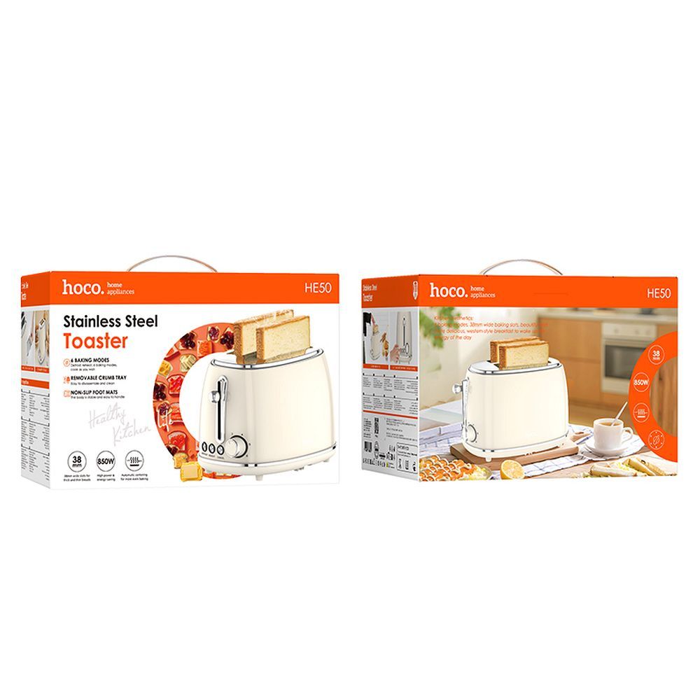 Toster Hoco w stylu Retro 850W HE50 biały