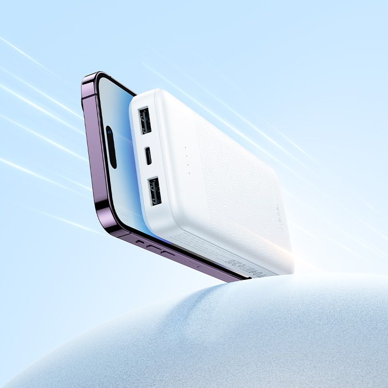 Powerbank Hoco 10000 mAh 2A with four built-in cables USB A + USB C+ Lightning + Micro USB J163 white