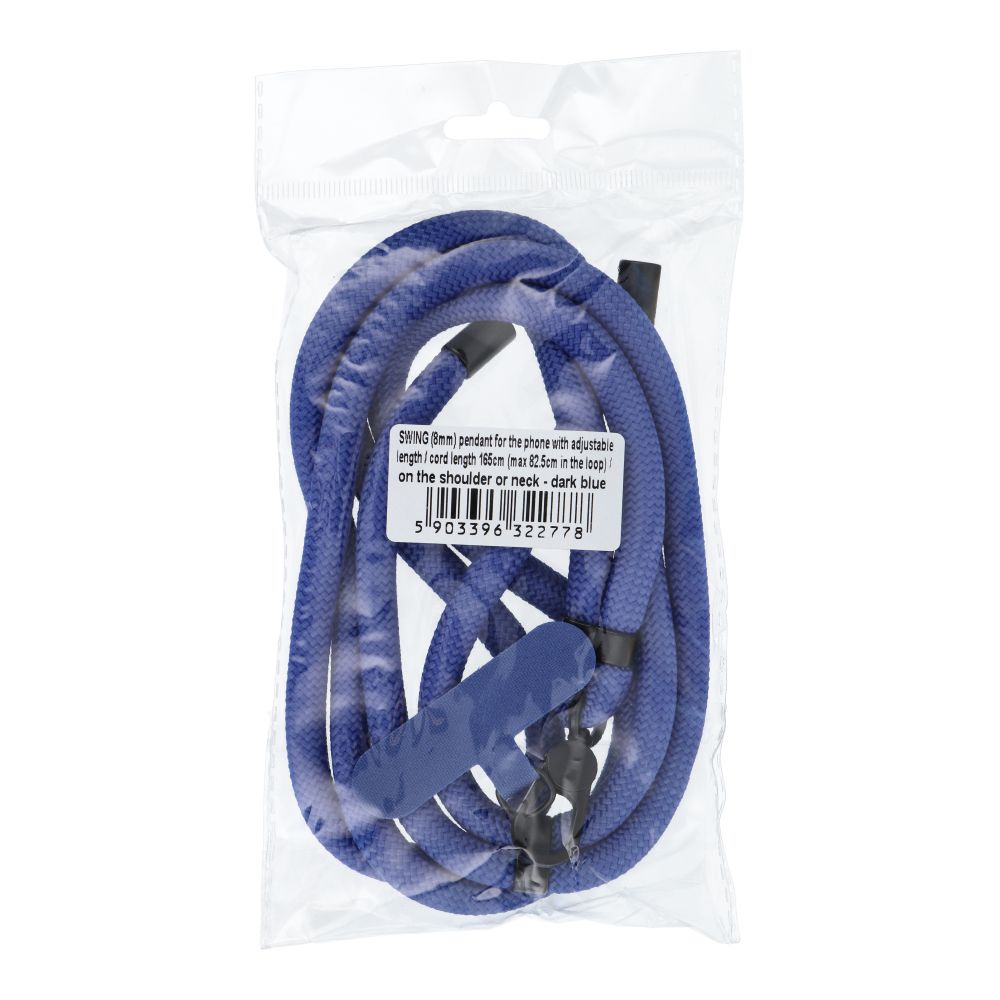 SWING (8mm) pendant for the phone with adjustable length / cord length 165cm (max 82.5cm in the loop) / on the shoulder or neck - dark blue