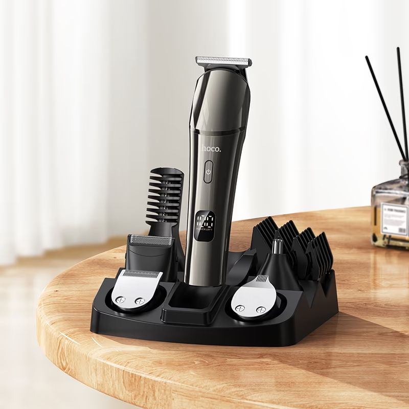Hair clipper set Hoco HP26 metal gray