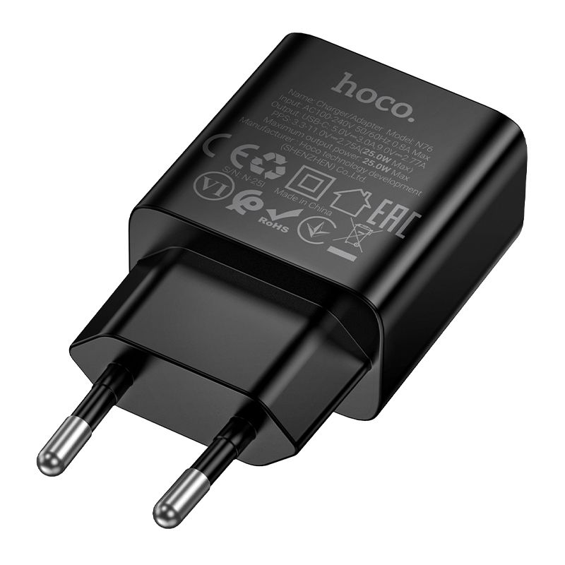 Phone charger Hoco USB C QC PD 25W N76 black