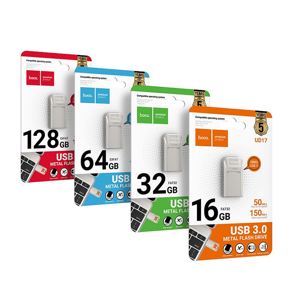 Pendrive 64GB USB 3.0 (USB C) Hoco UD17 nikiel