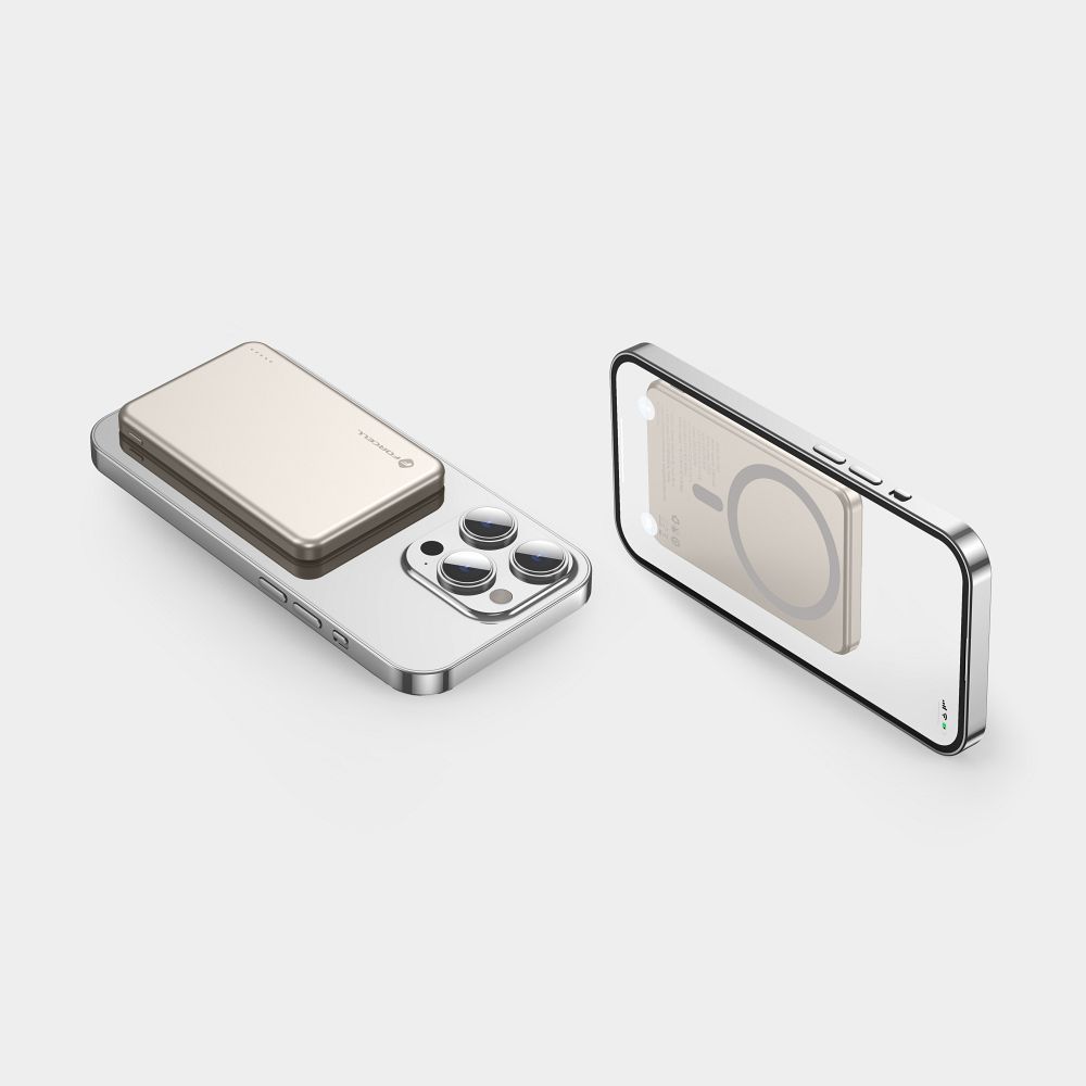 Powerbank compatible with MagSafe Forcell F-Energy Slim F5K9 QC4.0 PD3.0 15W 5000 mAh cloud dancer