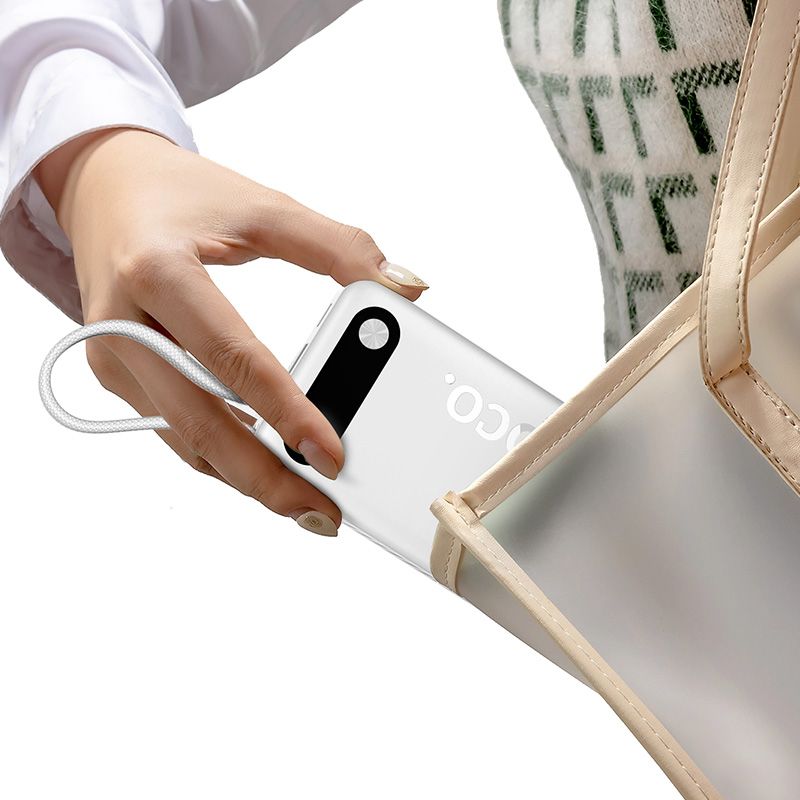 Powerbank 10000 mAh QC PD 2A 22,5W with built-in cables USB C + Lightning Hoco J171 Edge white