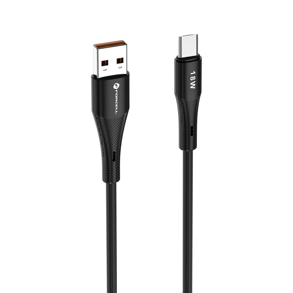 Cable USB A to Micro USB Forcell F-Energy QC3.0 2,4A 18W Silicone 1 m C341 black