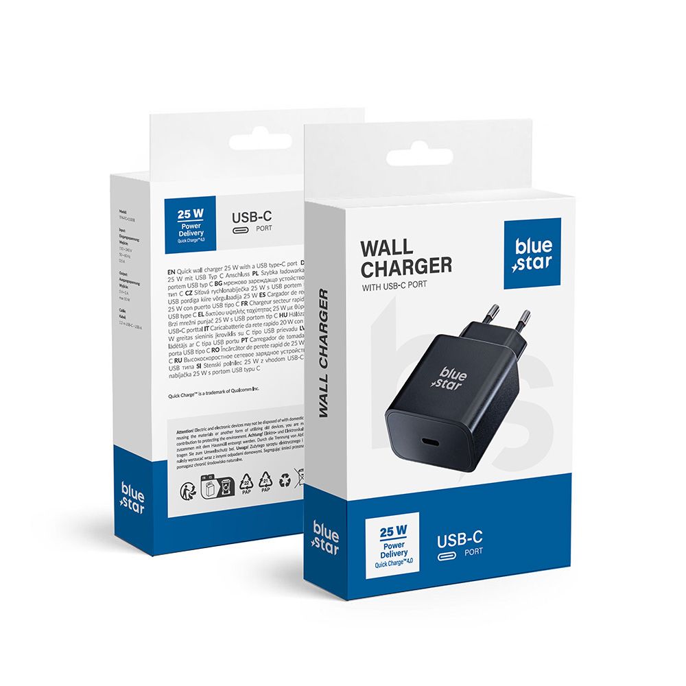 Phone charger Blue Star USB C QC4.0 PD 3A 25W TFB-TC-25WPD black