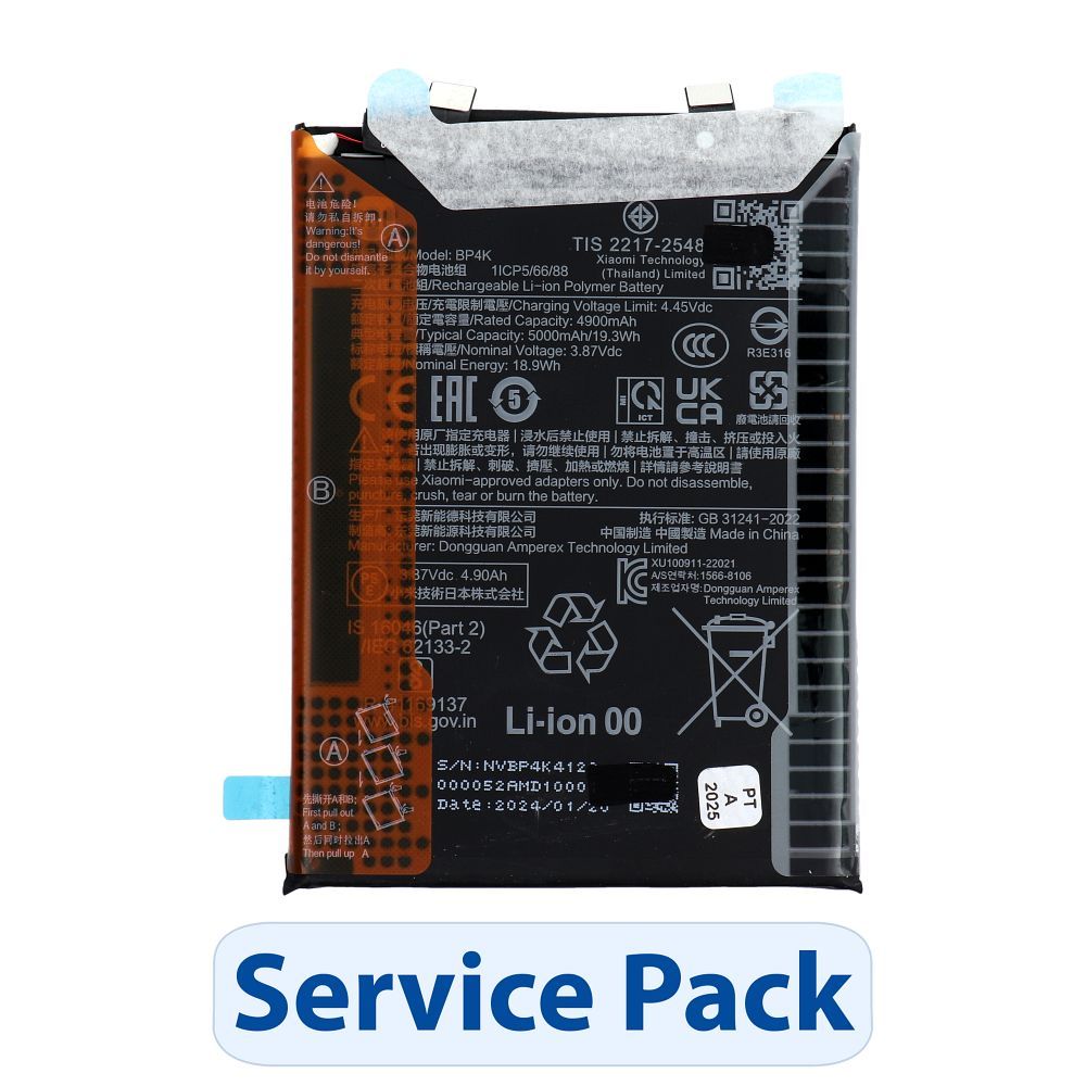 ServicePack Battery BP4K for XIAOMI Xiaomi Poco X5 Pro / Redmi Note 12 Pro 5G