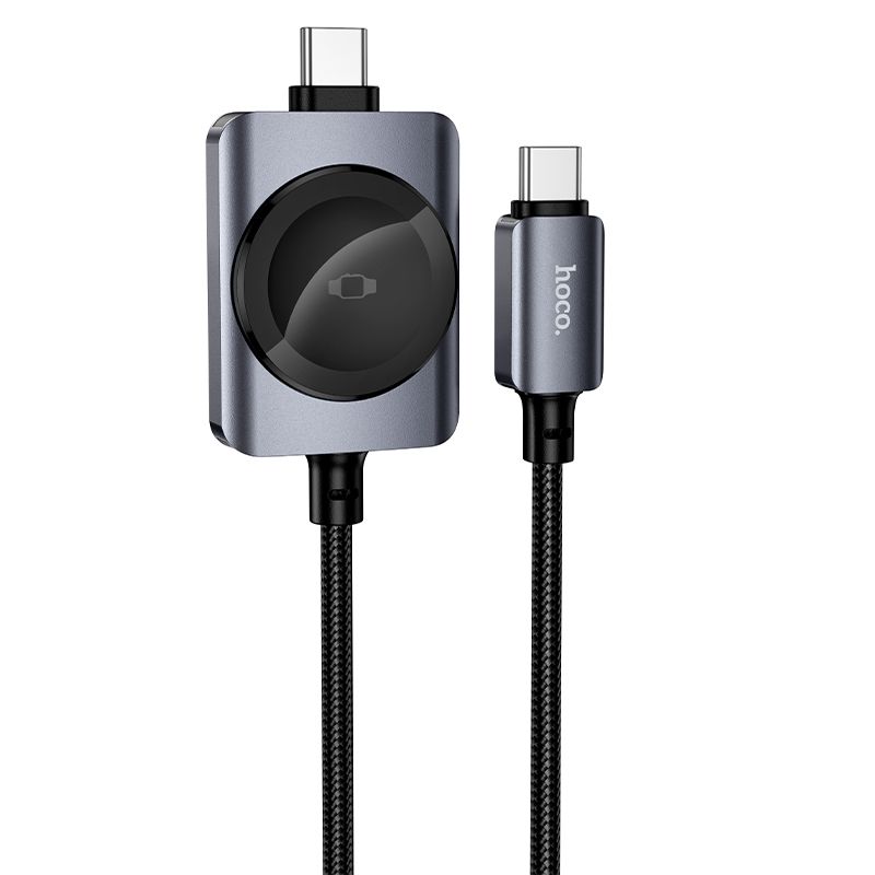 Hoco USB C to USB C cable PD100W with wireless charging for Apple Watch 1,2 m CW66 black