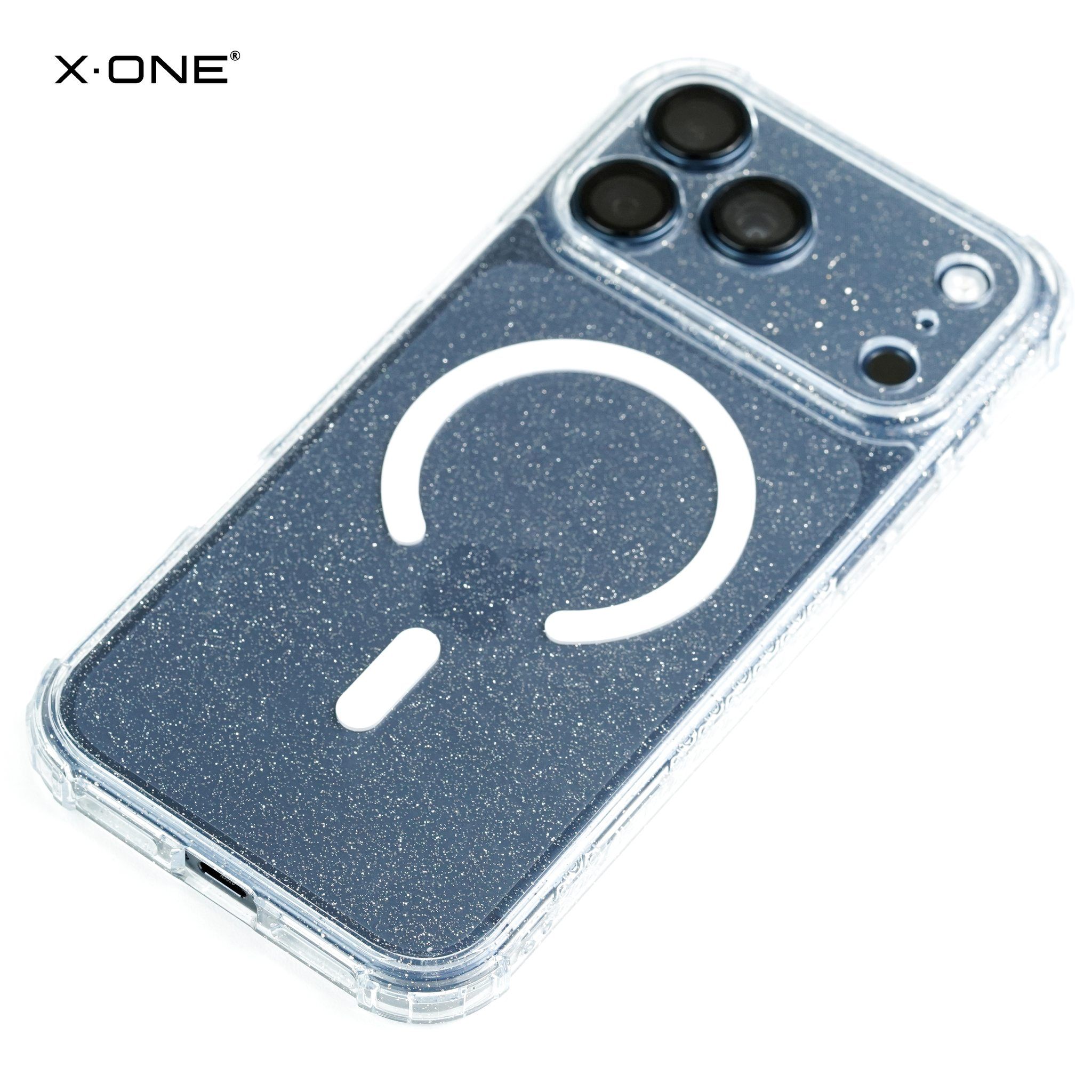 X-ONE Dropguard Pro compatible with MagSafe for iPhone 18 Pro / 17 Pro glitter white