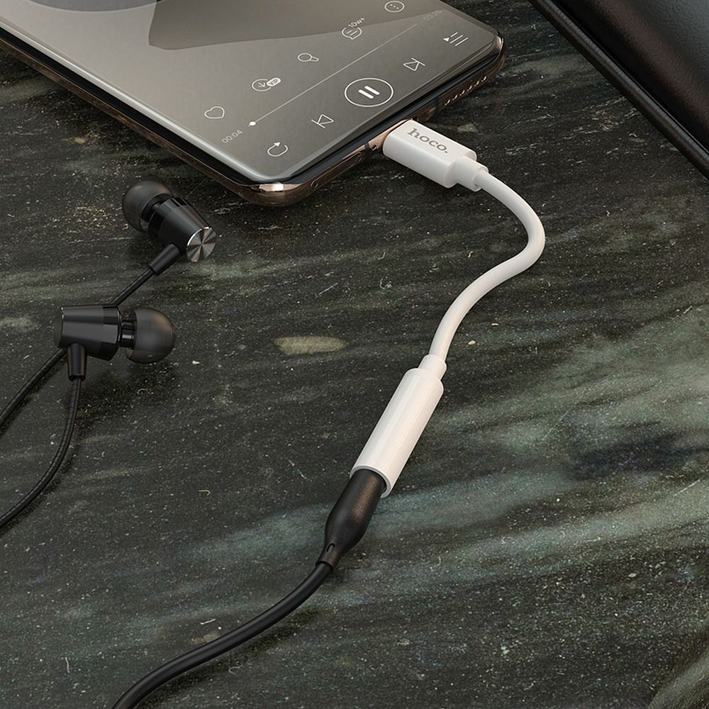 Adapter AUX USB C do Jack 3,5 mm Hoco LS30 biały