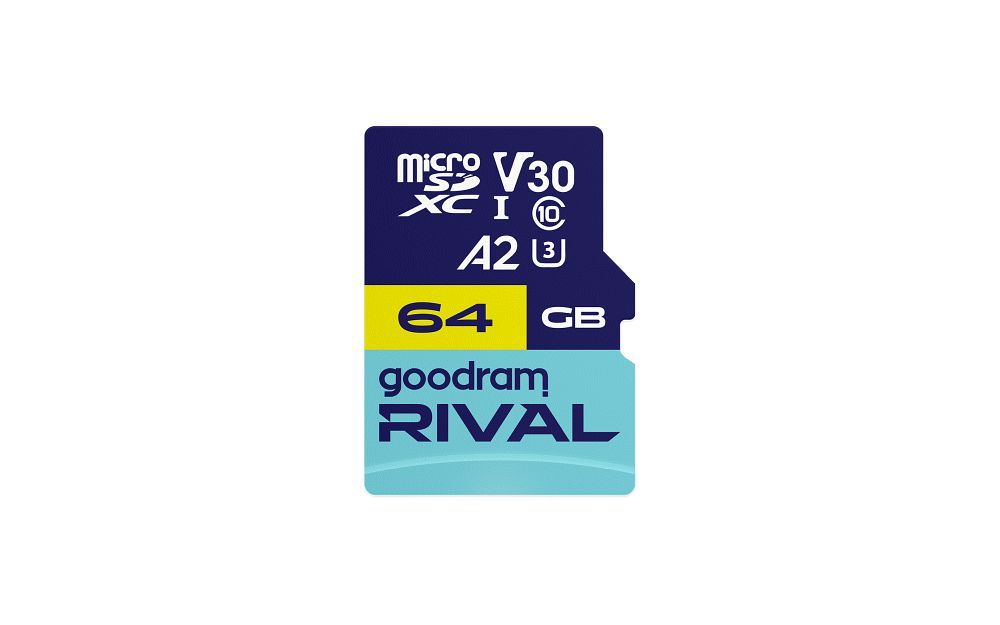 GOODRAM RIVAL Memory card microSD 64GB 100MB/s class 10 UHS-I V30 A2 with adapter SD