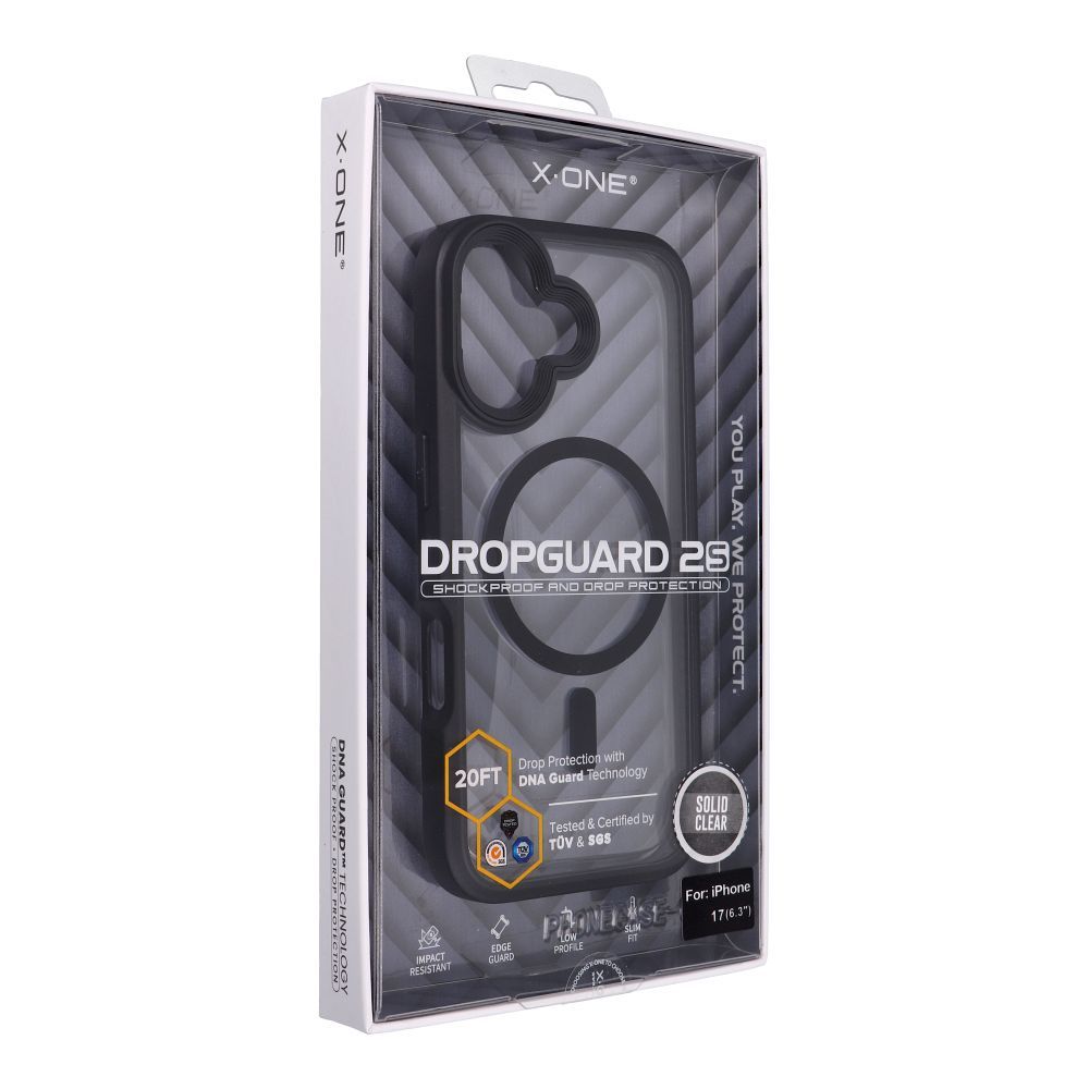 X-ONE Dropguard 2S compatible with MagSafe for iPhone 17 black transparent