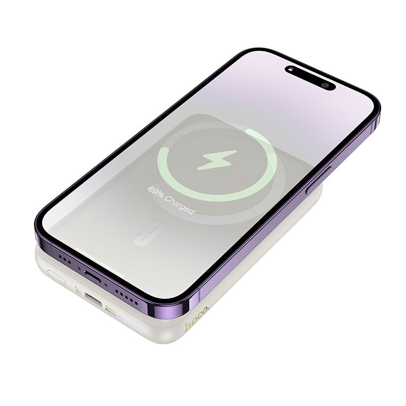 Powerbank compatible with MagSafe Hoco 10000 mAh QC PD 2A 20W J141 milky white