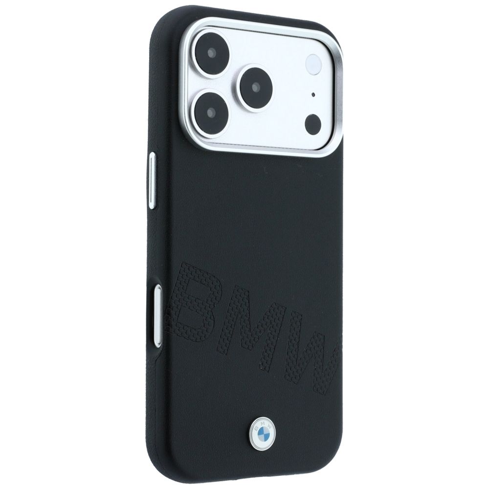 BMW case for IPHONE 18 Pro/17 Pro compatible with MagSafe (Sign Inclined Deboss Letters) black