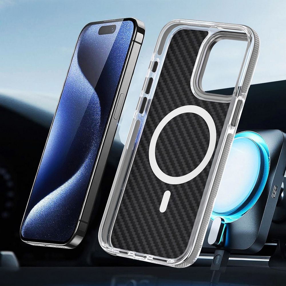 Futerał FIBER kompatybilny z MagSafe do IPHONE 16 szary