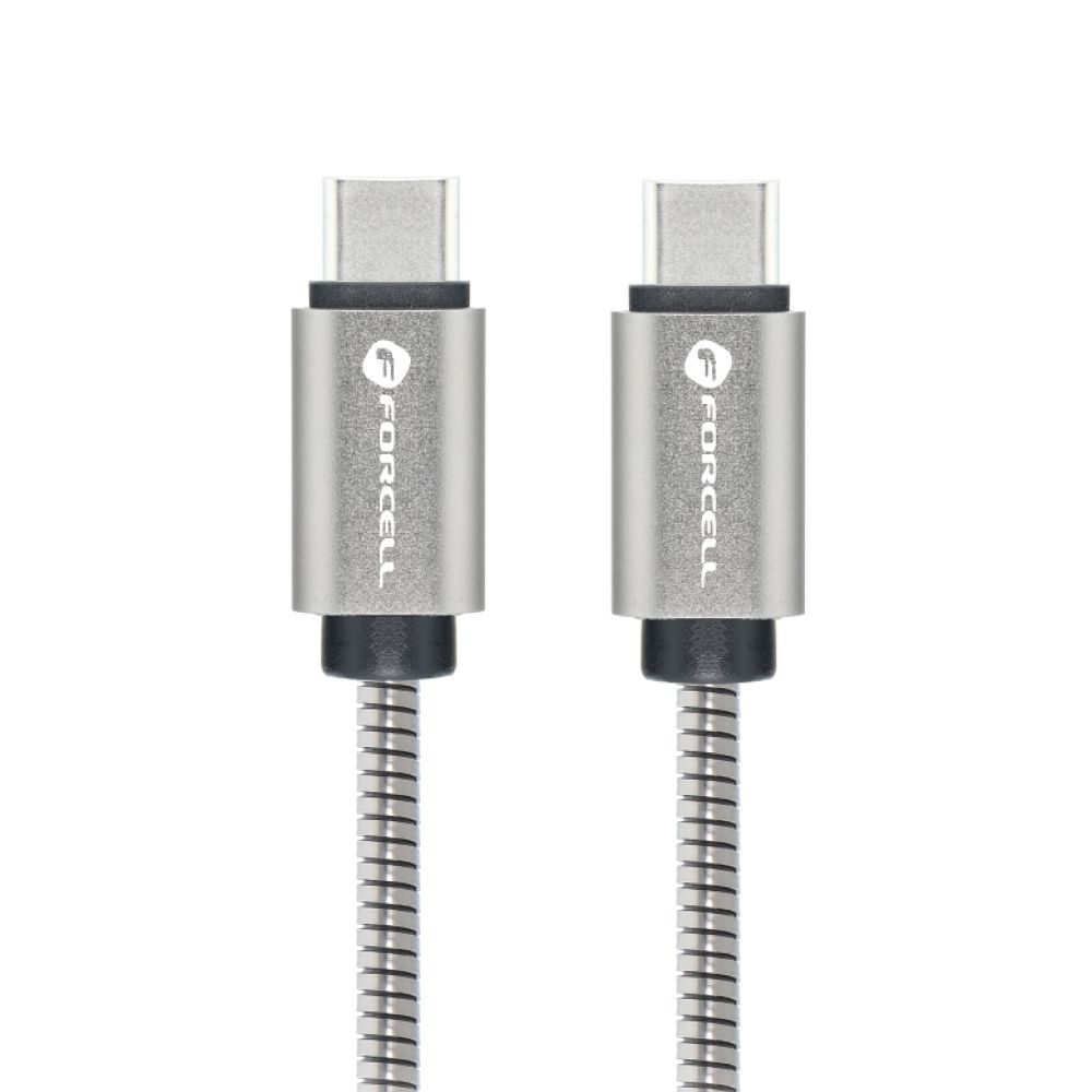 Cable USB C to USB C Forcell F-Energy QC4.0 PD 3A 66W Metal 2 m C237 silver