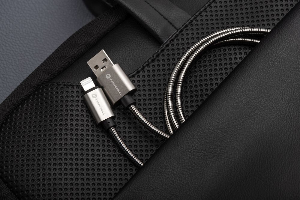 Kabel USB A do Lightning Forcell F-Energy 2,4A 12W Metal 1 m C236 srebrny