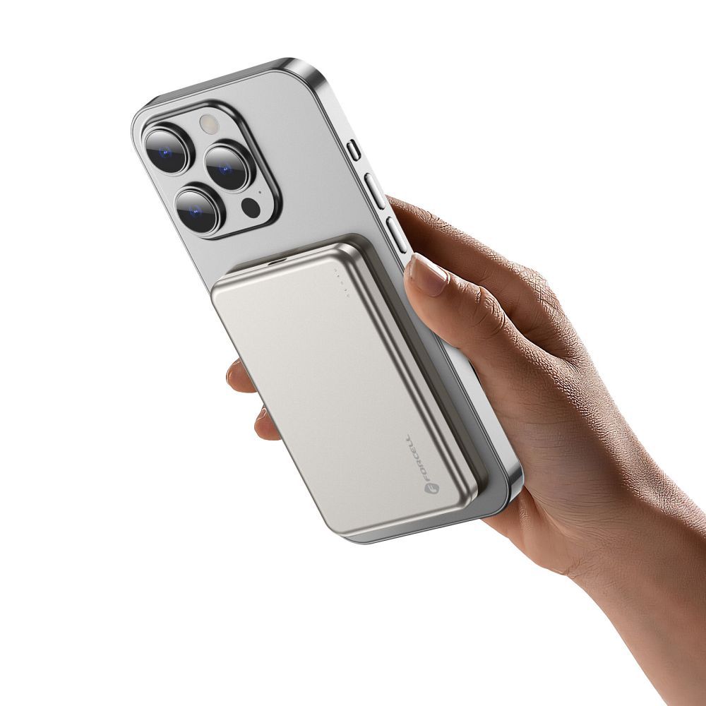 Powerbank compatible with MagSafe Forcell F-Energy Slim F5K9 QC4.0 PD3.0 15W 5000 mAh cloud dancer