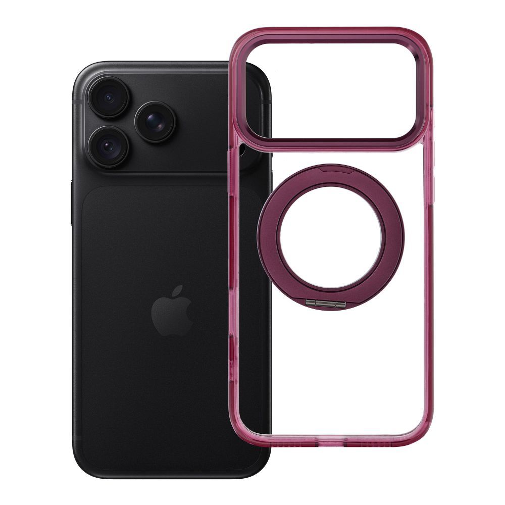 Case for iPhone 18 Pro Max / 17 Pro Max Frame Circle Stand compatible with MagSafe burgundy