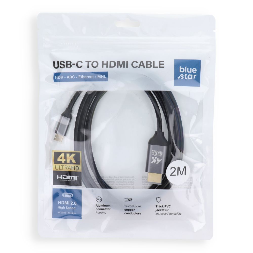 Cable USB C to HDMI Blue