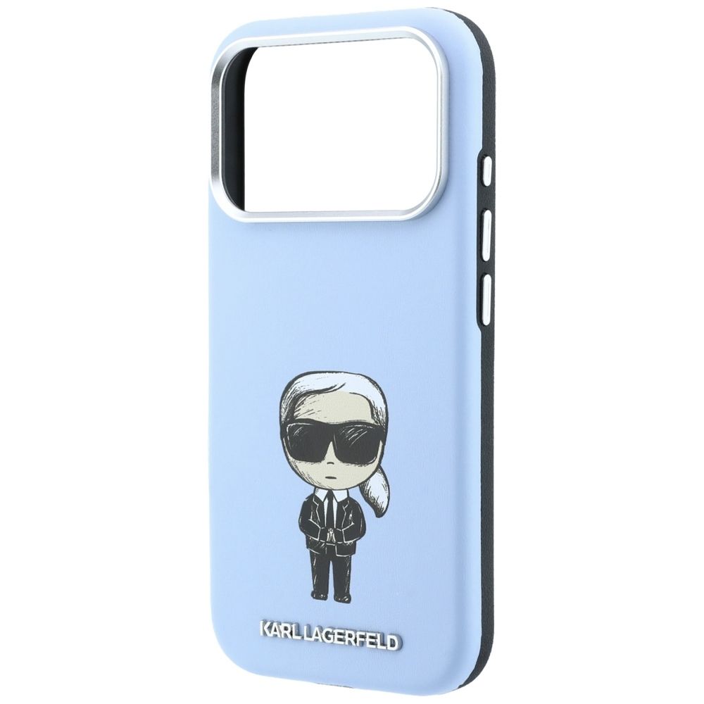 KARL LAGERFELD case for IPHONE 18 Pro/ 17 Pro compatible with MagSafe (Smooth Ikonik Sketch) light blue