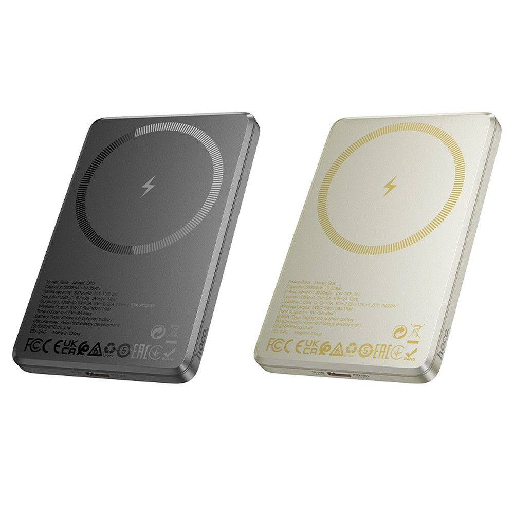 Powerbank compatible with MagSafe Hoco 5000 mAh QC PD 2A 20W Q26 metal gray
