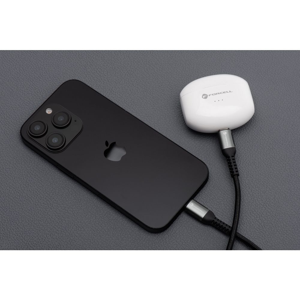 Kabel USB A do USB C Forcell F-Energy QC4.0 3A 66W Cafule 3 m C256 czarny