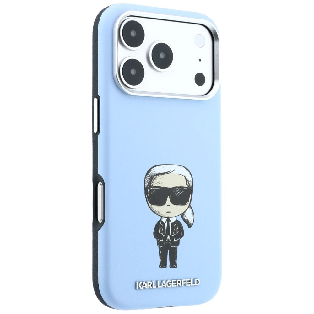 KARL LAGERFELD case for IPHONE 18 Pro/ 17 Pro compatible with MagSafe (Smooth Ikonik Sketch) light blue