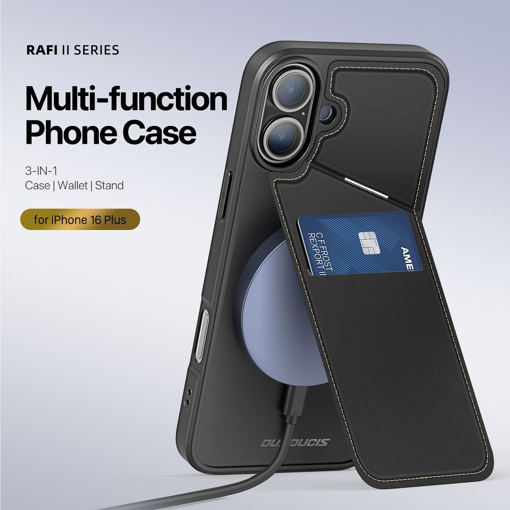 DUX DUCIS case RAFI II MAG with stand compatible with MagSafe for IPHONE 16 Plus black